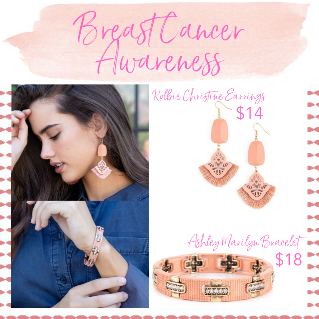 breast cancer awareness plunder jewelry
 earrings and bracelets
